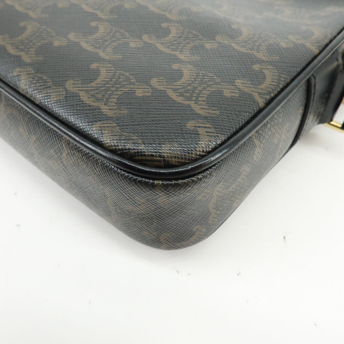 Celine Logo Messenger Triomphe Coated Canvas Brown Canvas Handbag (Pre-Owned)