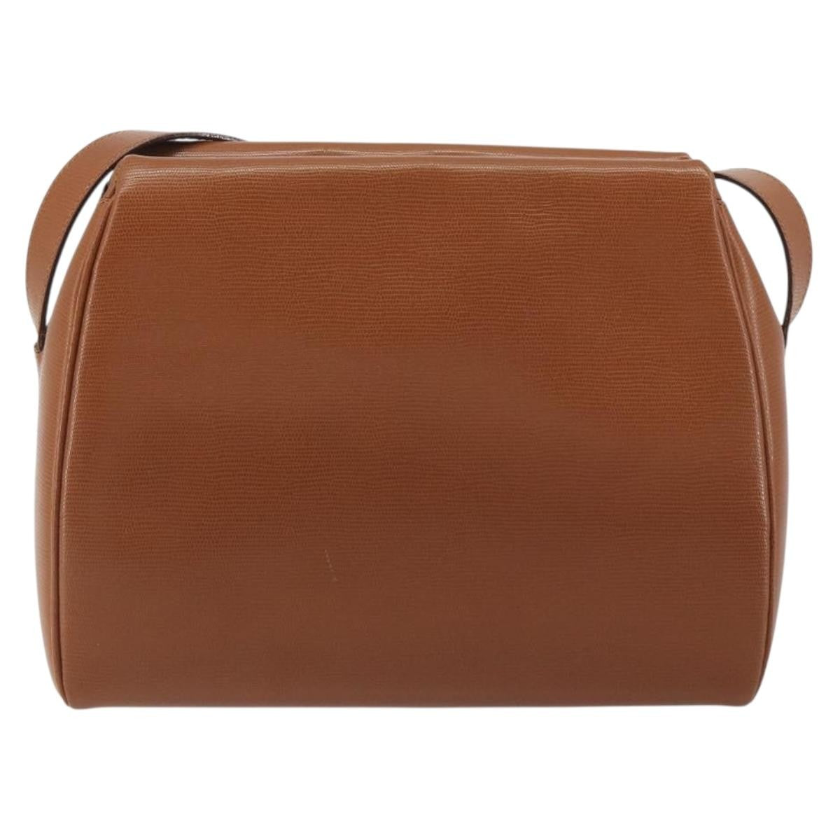 Celine Vintage Circle Logo Leather Brown Leather Shoulder Bag Bag (Pre-Owned)