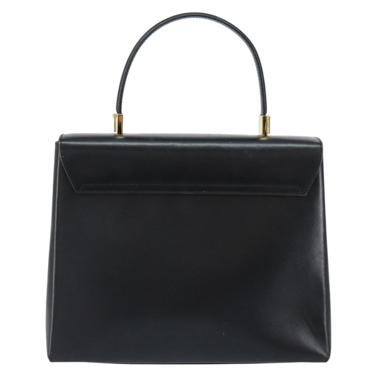 Salvatore Ferragamo Gancini Convertible Top Handle Leather Black Leather Handbag (Pre-Owned)