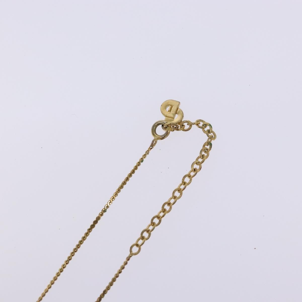 Christian Dior Round Logo Pendant Metal With Crystal Gold Metal Necklace Jewelry (Pre-Owned)