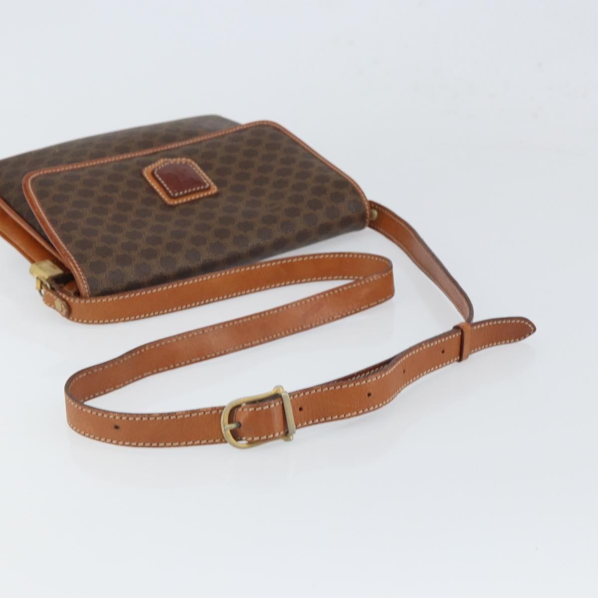 Celine Vintage Macadam Canvas And Leather Brown Canvas Shoulder Bag Bag (Pre-Owned)