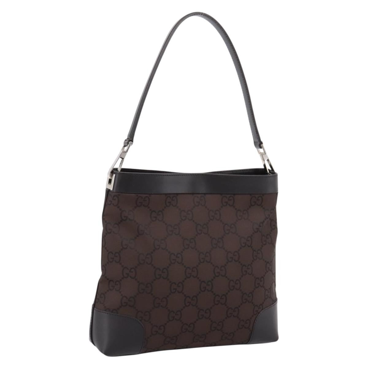 Gucci Vintage Clasp Handle Hobo (Outlet) Gg Canvas Brown Canvas Shoulder Bag Bag (Pre-Owned)