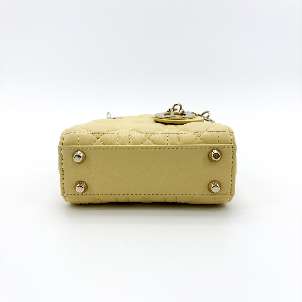 Christian Dior Lady Dior Lambskin Yellow Lamb Handbag (Pre-Owned)