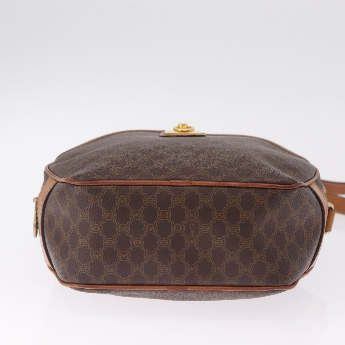 Celine Macadam Shoulder Leather Brown Canvas Crossbody Bag Bag (Pre-Owned)