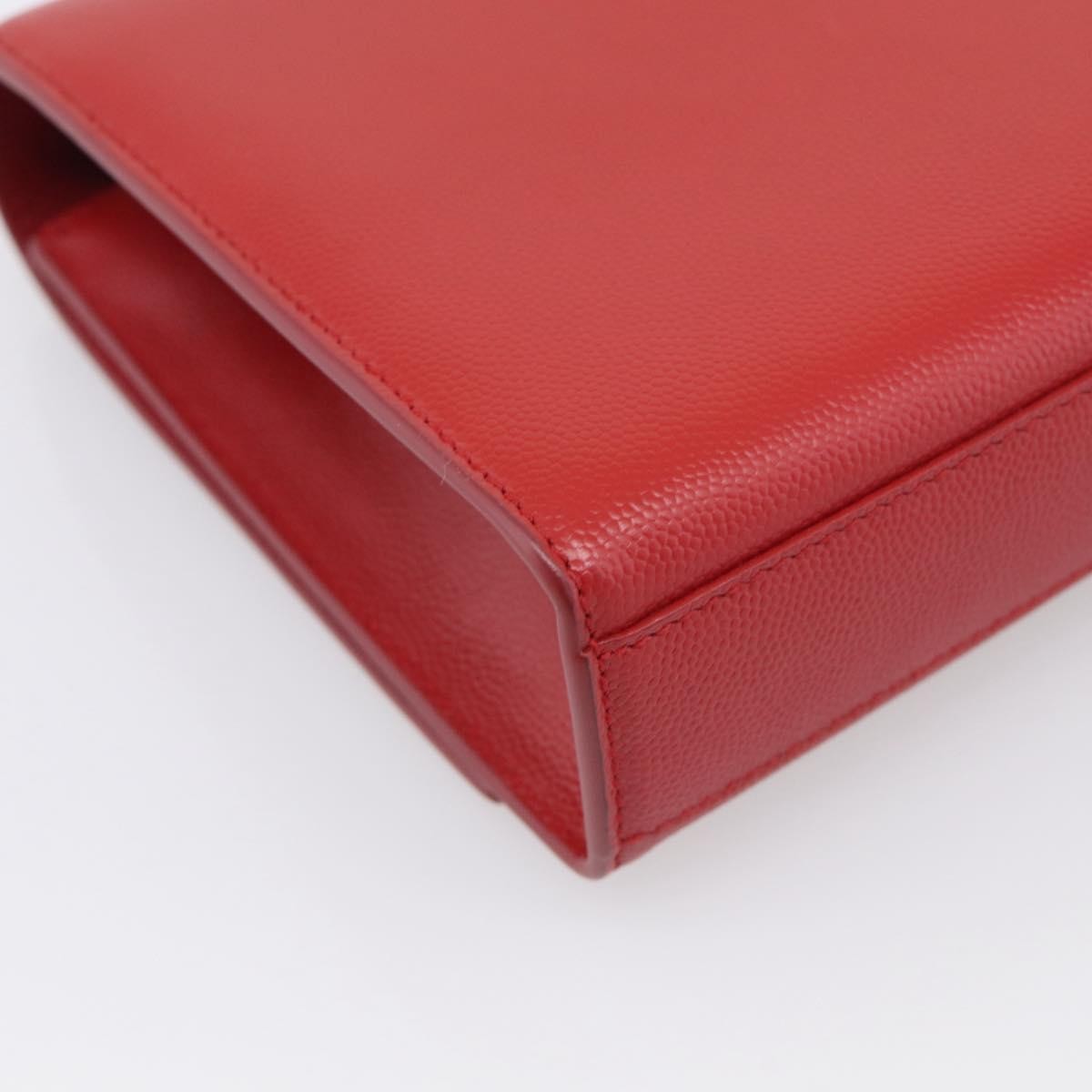 Saint Laurent Classic Monogram Flap Chain Leather Red Leather Crossbody Bag Bag (Pre-Owned)