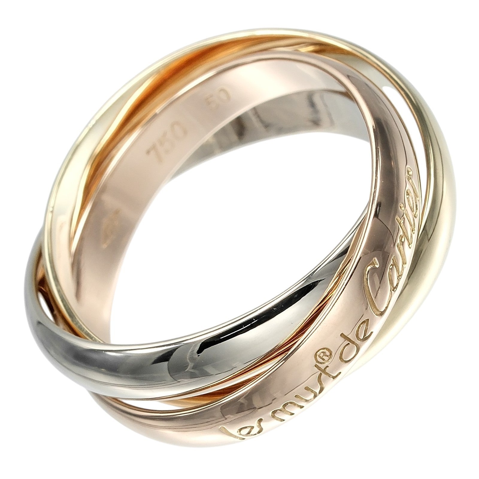 Cartier Trinity 18K Tricolor Gold Gold Yellow_Gold Ring Jewelry (Pre-Owned)