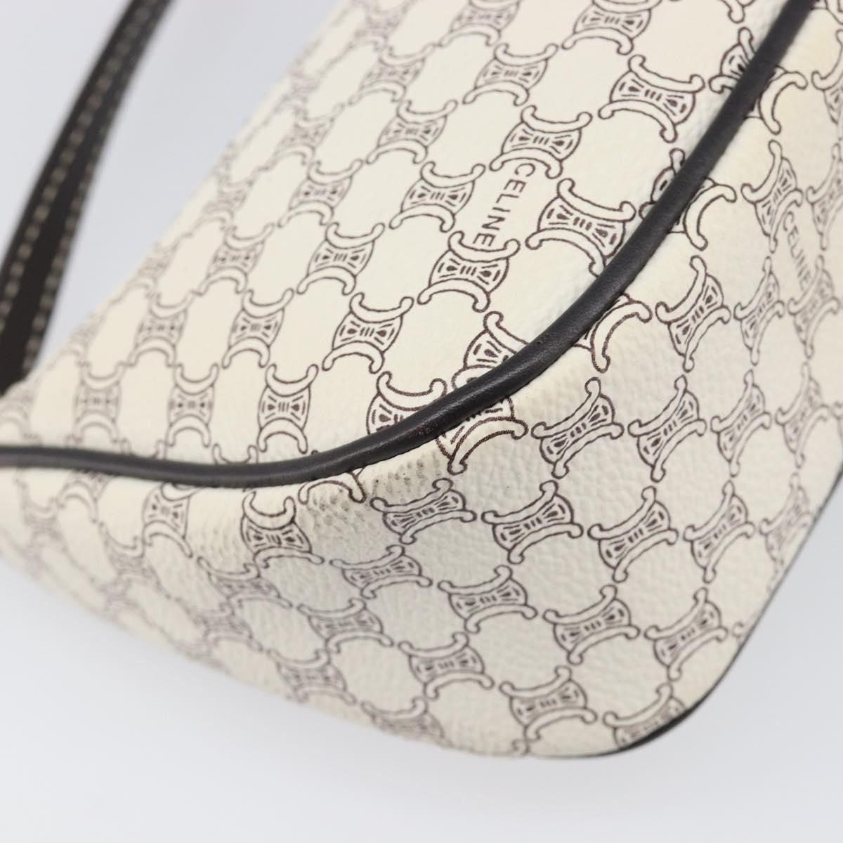 Celine Triomphe Macadam Zip Shoulder Bag Canvas White Pvc Clutche & Pouche Bag (Pre-Owned)