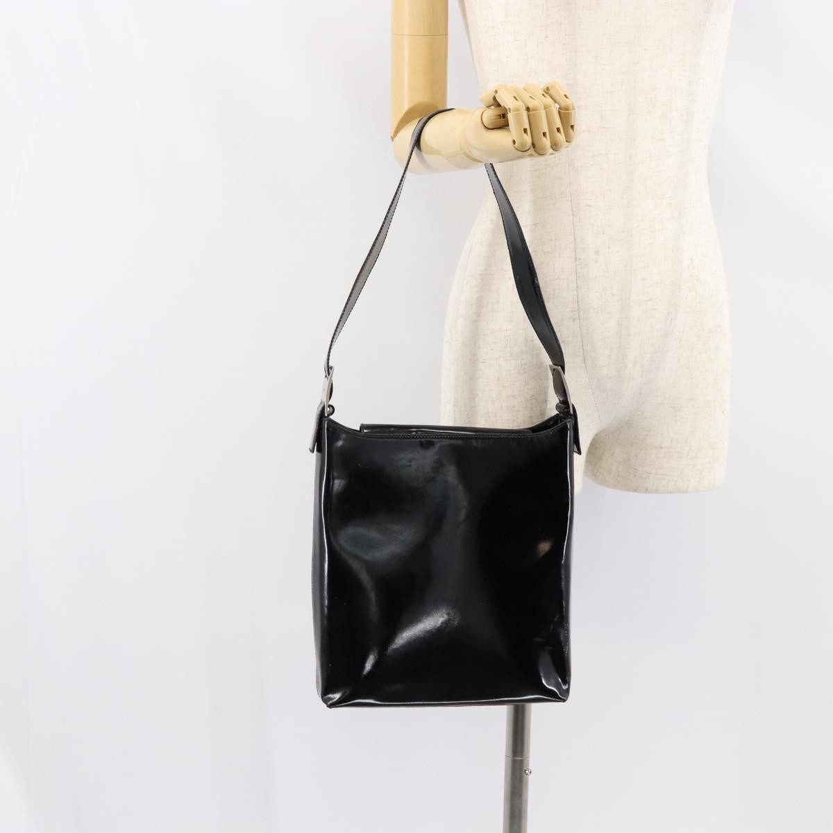 Salvatore Ferragamo Vala Patent Leather Black Patent_Leather Shoulder Bag Bag (Pre-Owned)
