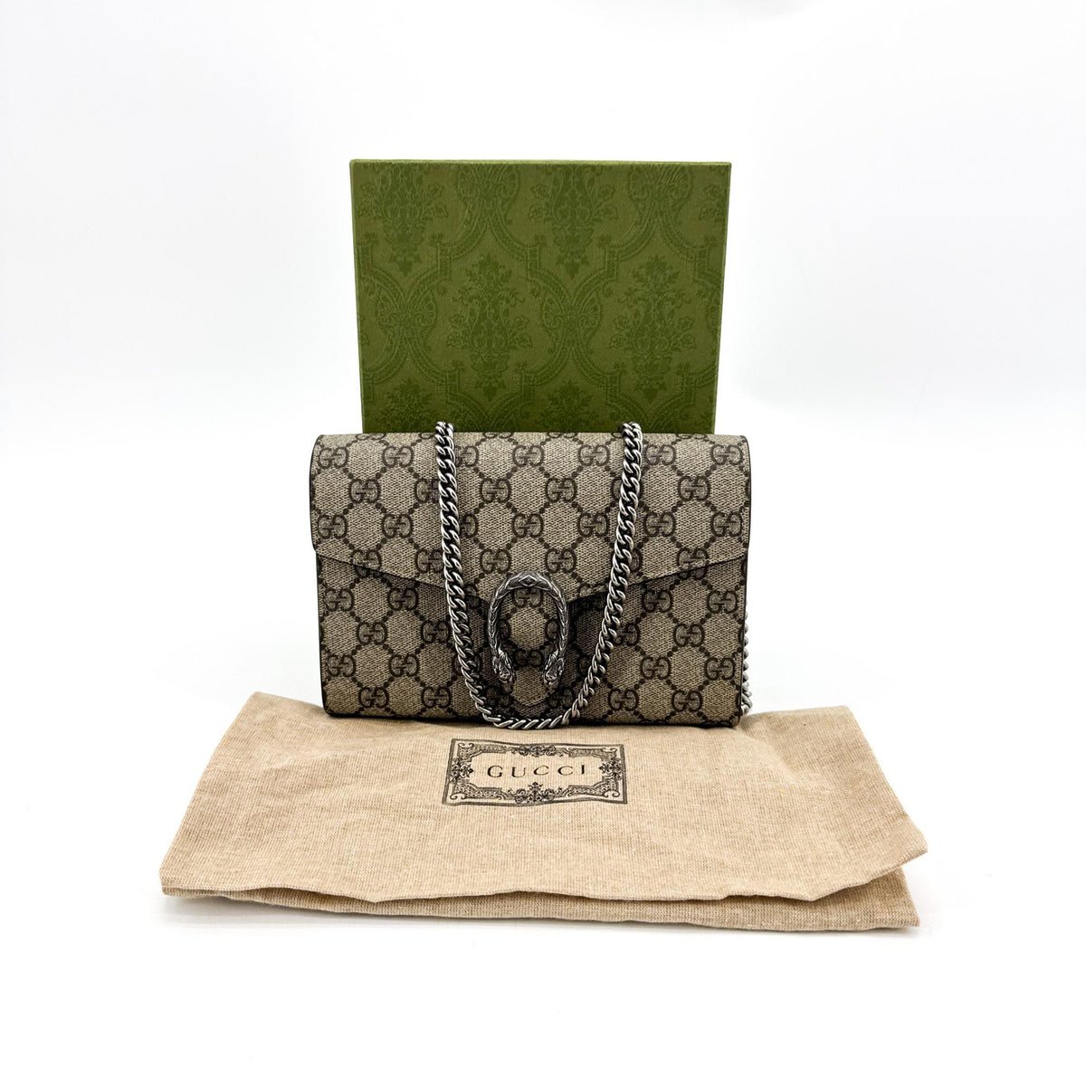 Gucci Dionysus Chain Gg Coated Canvas Brown Canvas Crossbody Bag Bag (Pre-Owned)