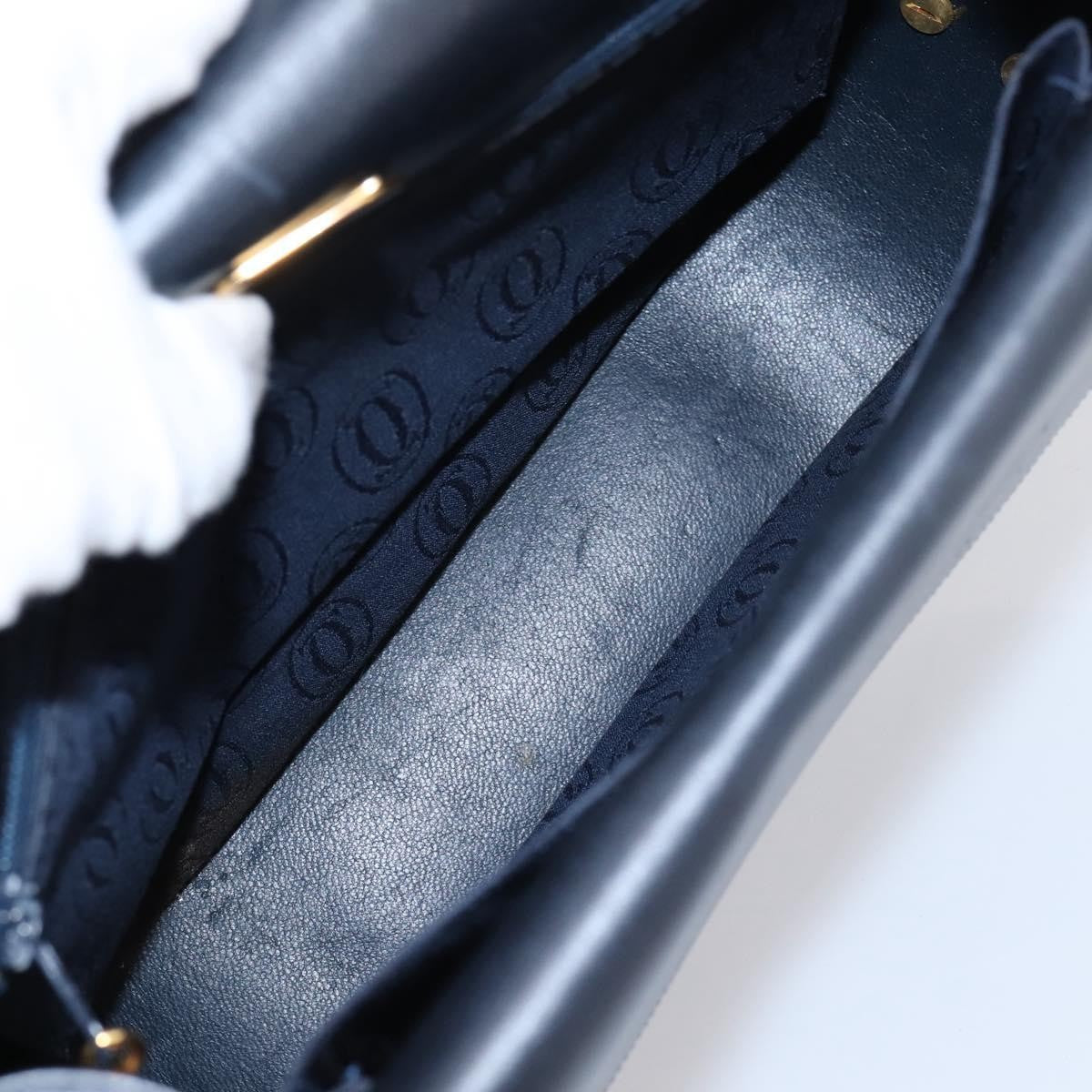 Cartier Sapphire Line Leather Black Leather Shoulder Bag Bag (Pre-Owned)