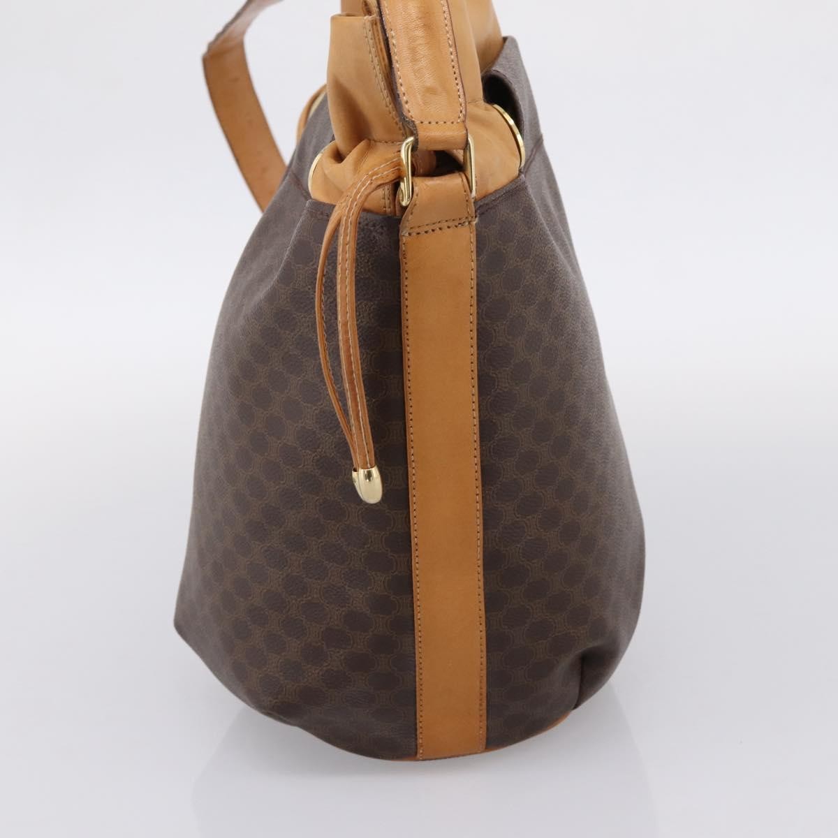 Celine Vintage Macadam Canvas And Leather Brown Canvas Shoulder Bag Bag (Pre-Owned)