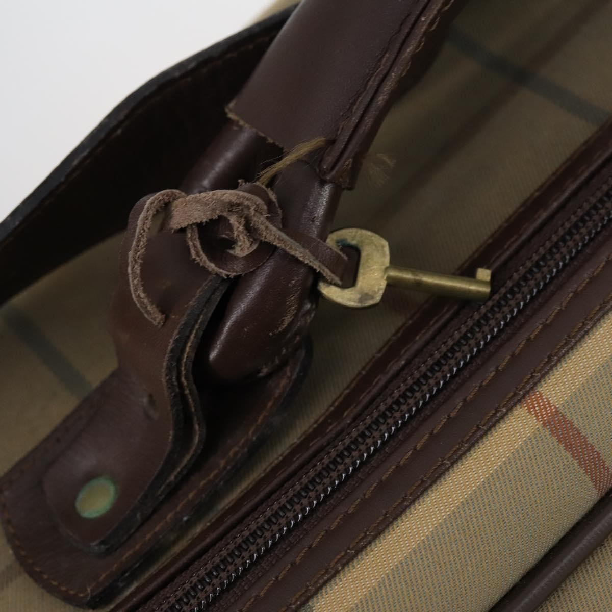 Burberry Nova Check Boston Canvas Beige Canvas Travel Bag Bag (Pre-Owned)