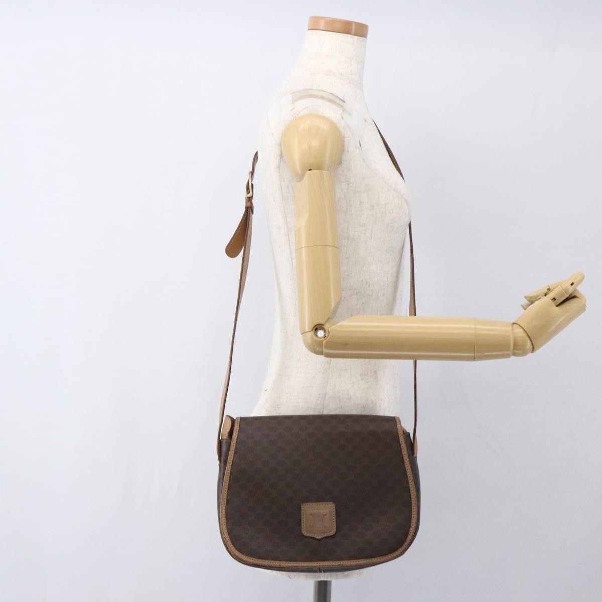 Celine Vintage Macadam Canvas And Leather Brown Canvas Shoulder Bag Bag (Pre-Owned)