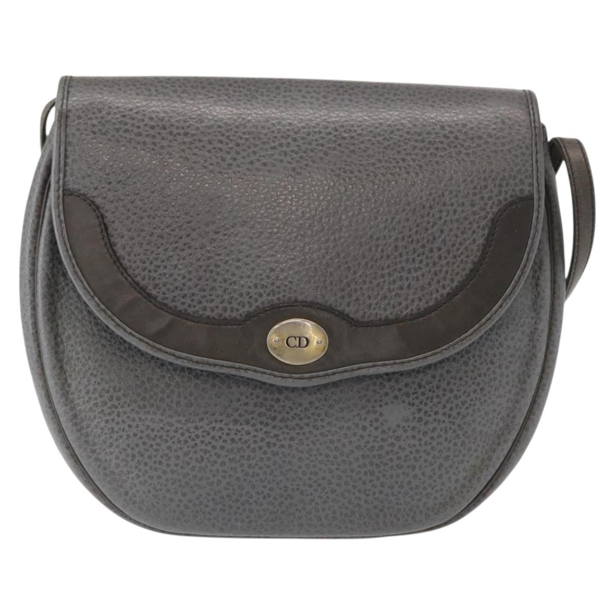 Christian Dior Vintage Cd Logo Leather Gray Leather Tote Bag Bag (Pre-Owned)