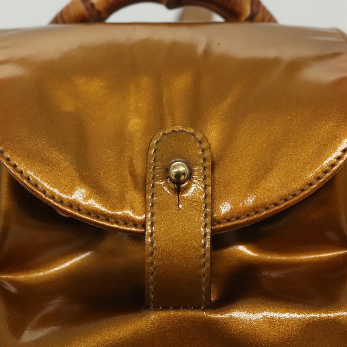 Gucci Vintage Bamboo Patent Gold Patent_Leather Bag (Pre-Owned)