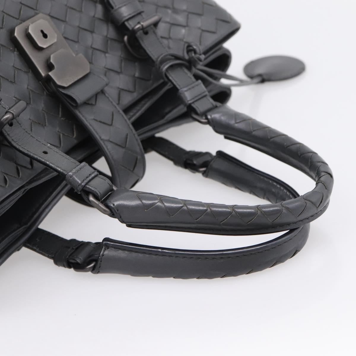 Bottega Veneta Roma Intrecciato Nappa Gray Leather Handbag (Pre-Owned)
