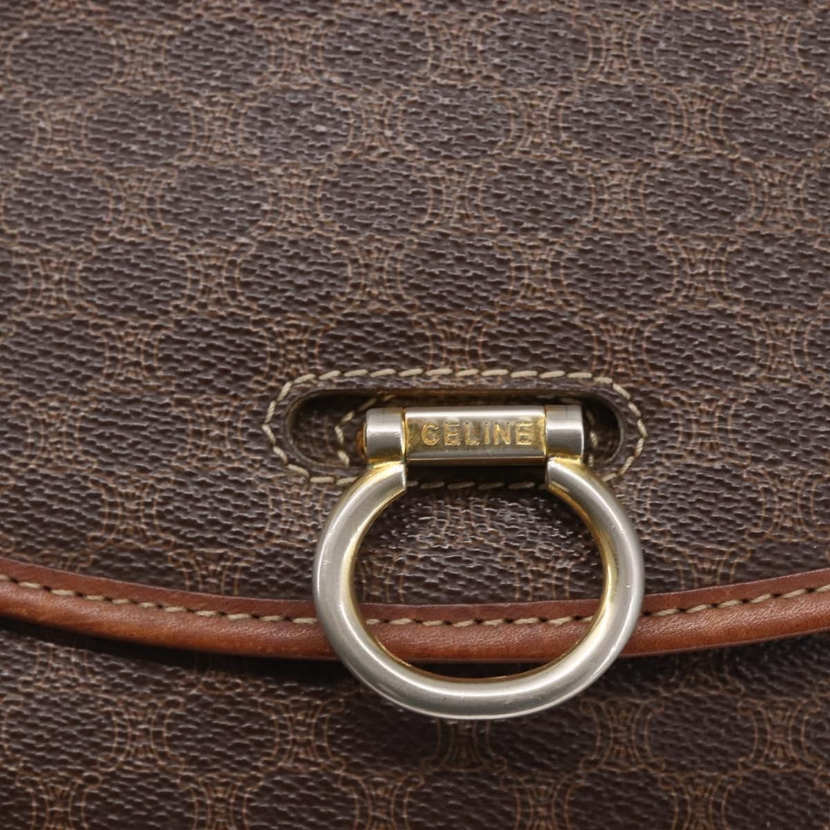 Celine Flap Shoulder Canvas Brown Canvas Shoulder Bag Bag (Pre-Owned)