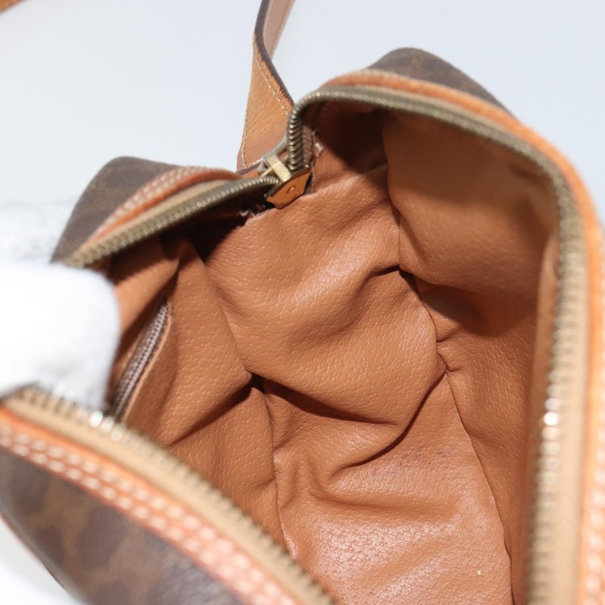Celine Vintage Macadam Canvas And Leather Brown Canvas Shoulder Bag Bag (Pre-Owned)