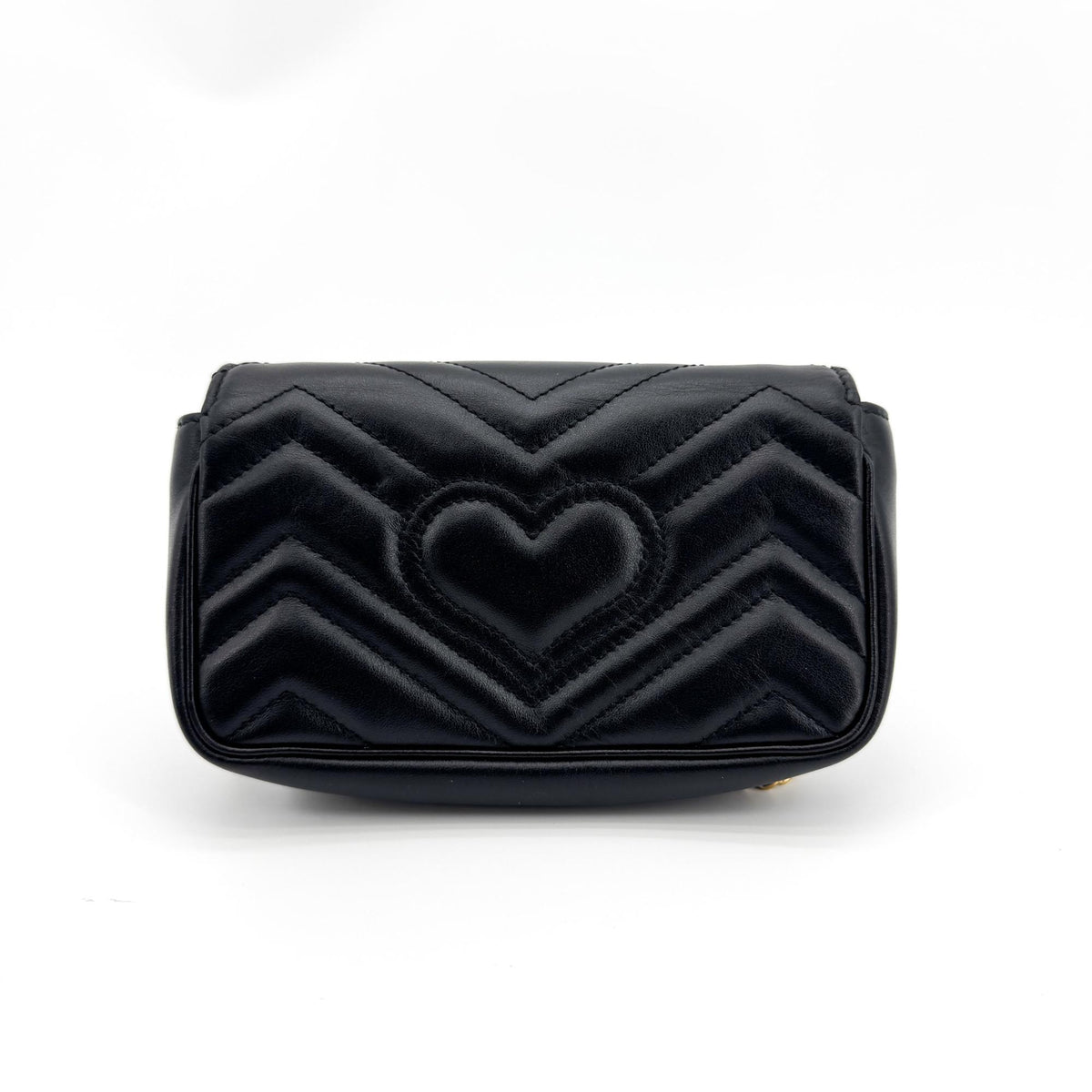 Gucci Gg Marmont Flap Matelasse Leather Black Leather Handbag (Pre-Owned)