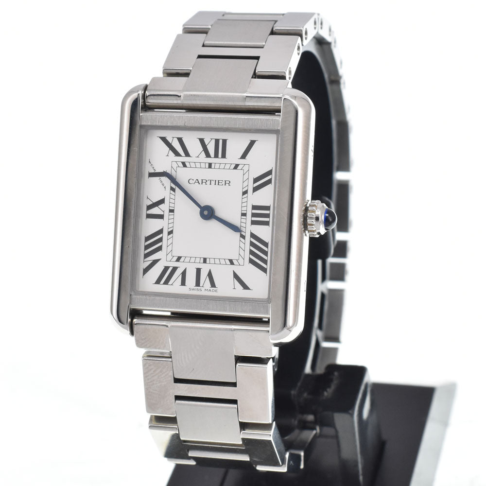Cartier Tank Solo Quartz Stainless Steel And Leather Watch (Pre-Owned)