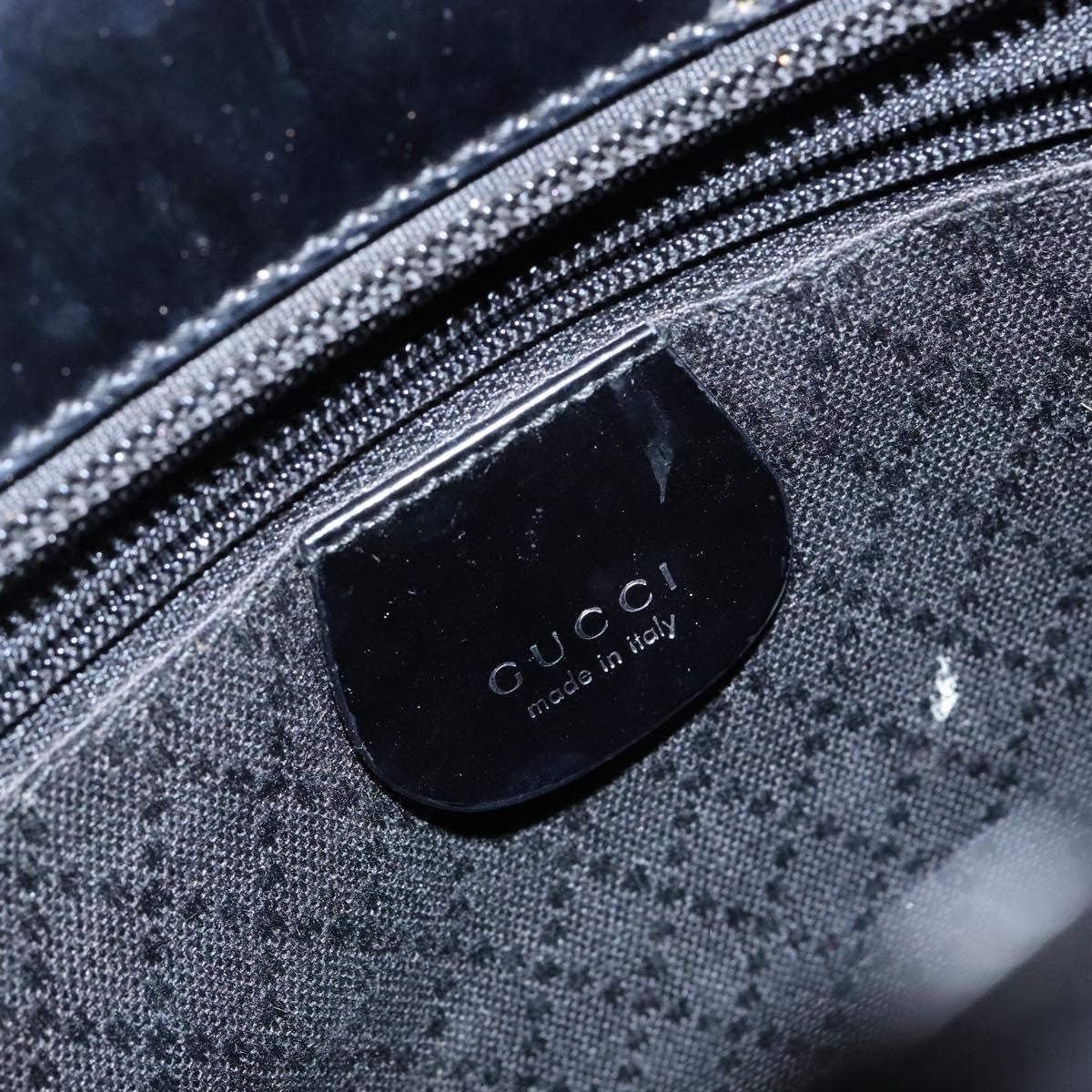 Gucci Vintage Bamboo Handle Nylon Black Nylon Handbag (Pre-Owned)