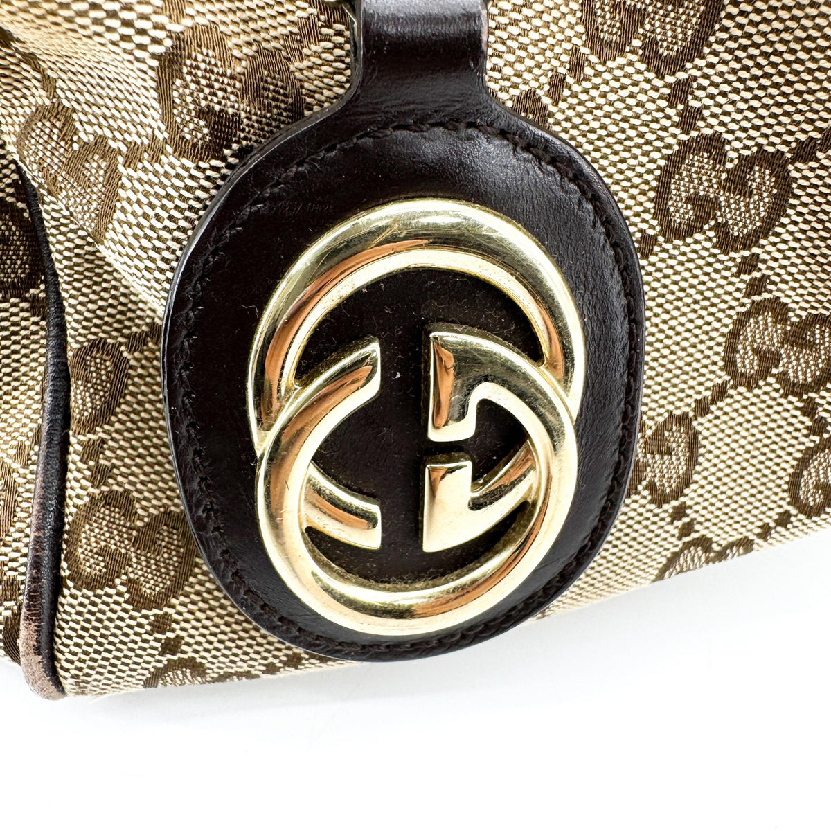 Gucci Sukey Tote Gg Canvas And Leather Beige Canvas Tote Bag Bag (Pre-Owned)