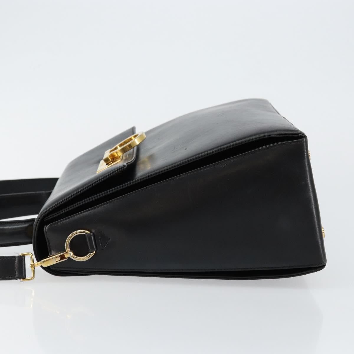 Salvatore Ferragamo Gancini Convertible Top Handle Leather Black Leather Handbag (Pre-Owned)