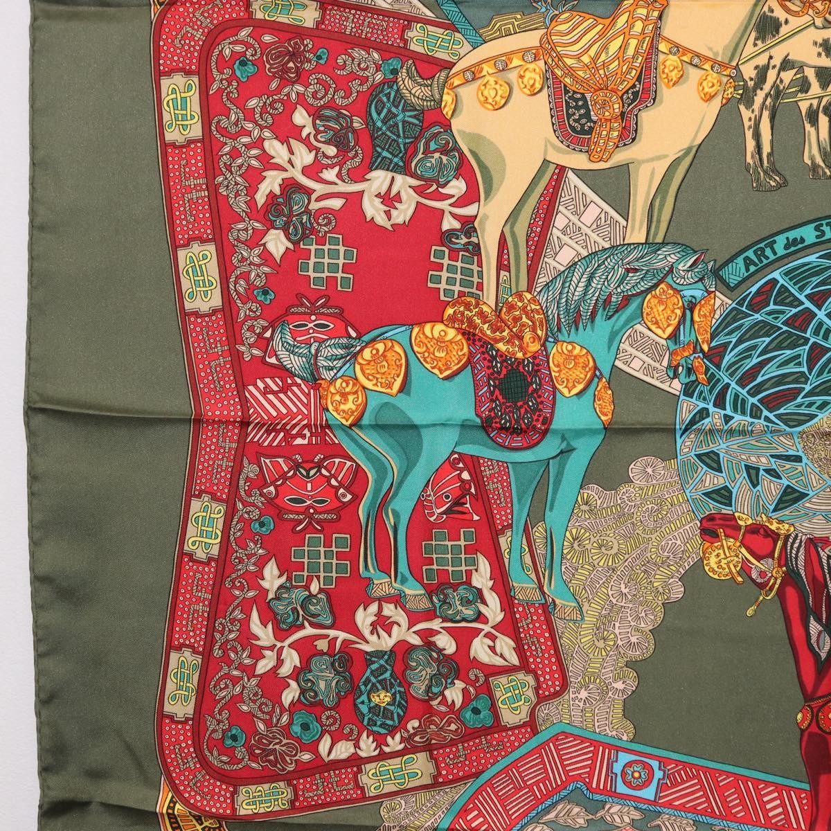 Hermes Carré 90 Silk Multicolor Khaki Silk Scarve & Shawl Accessory (Pre-Owned)