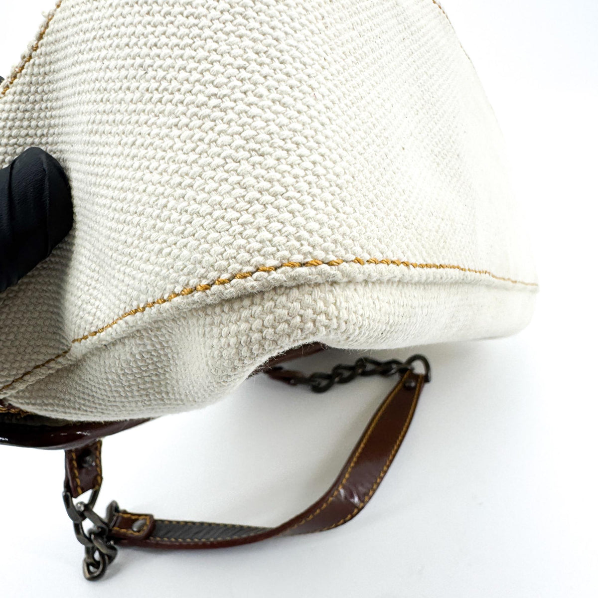 Fendi B. Bag Canvas With Patent Brown Canvas Handbag (Pre-Owned)