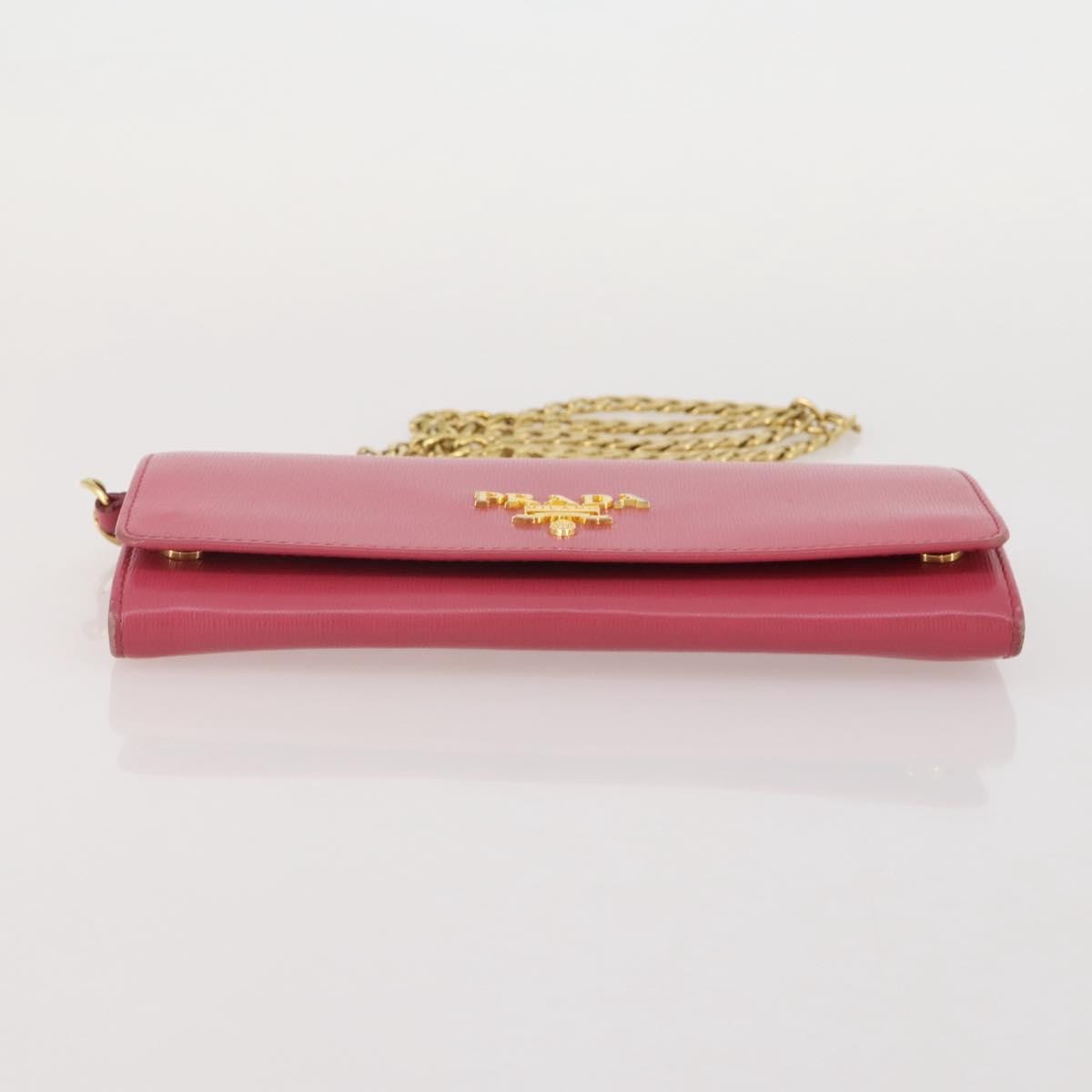 Prada Wallet On Chain Saffiano Leather Pink Leather Crossbody Bag Bag (Pre-Owned)