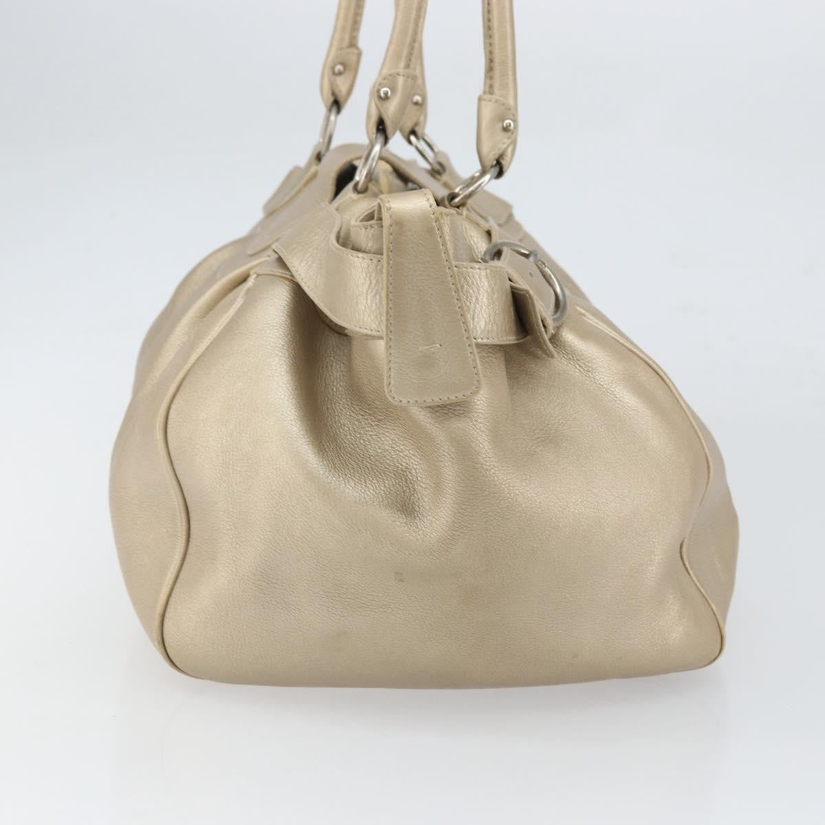 Salvatore Ferragamo Gancini Leather Gold Leather Handbag (Pre-Owned)