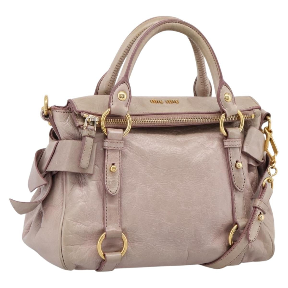 Miu Miu Vitello Lux Leather Pink Leather Handbag (Pre-Owned)