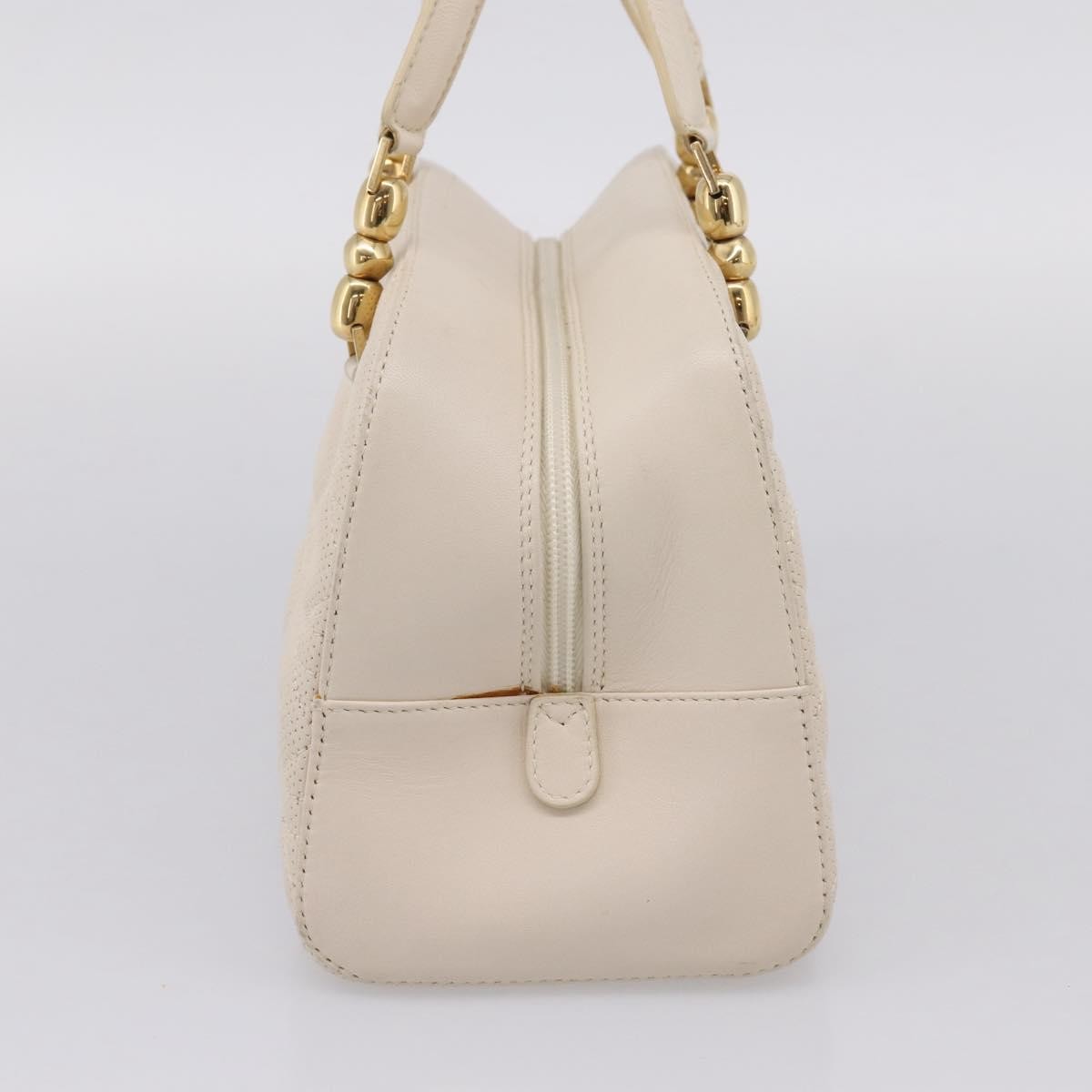 Christian Dior Vintage Leather White Leather Tote Bag Bag (Pre-Owned)