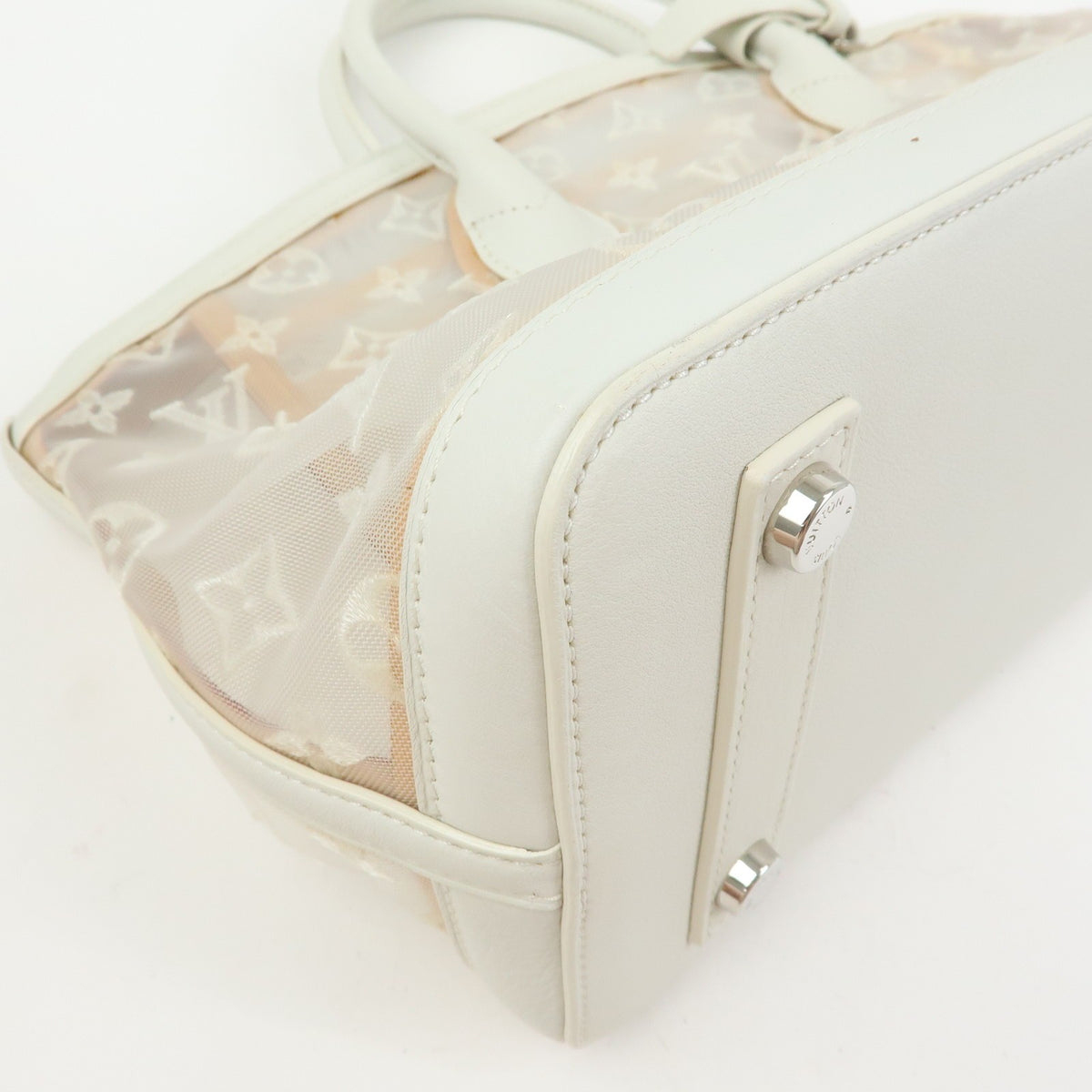 Louis Vuitton Transparence Lockit Mesh And Leather White Mesh Handbag (Pre-Owned)