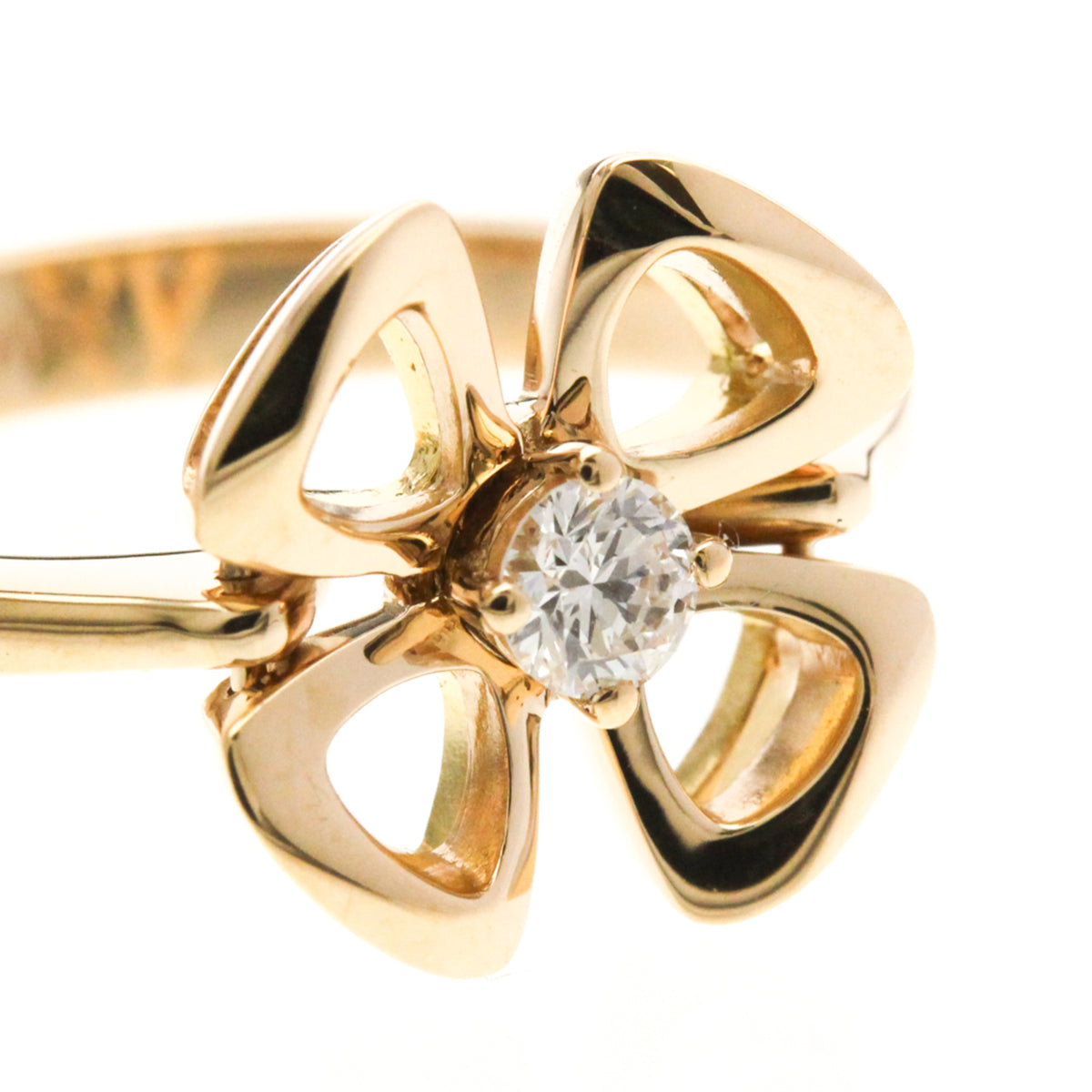 Bvlgari Fiorever 18K White Gold And Pave Diamonds Gold Pink_Gold Ring Jewelry (Pre-Owned)