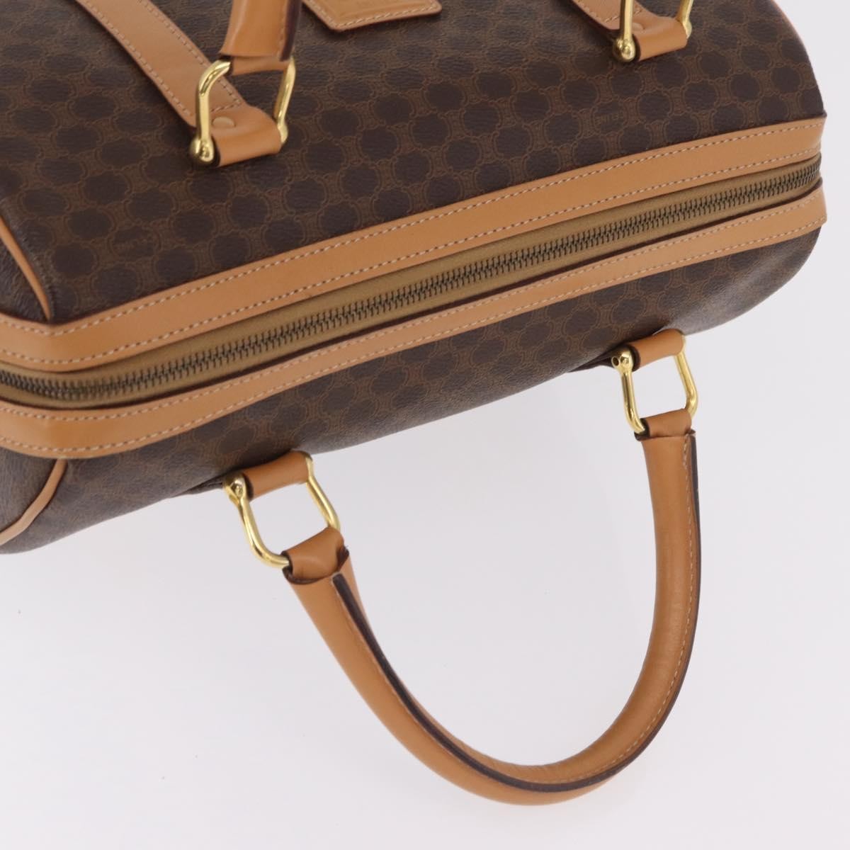 Celine Vintage Boston Macadam Coated Canvas Brown Pvc Handbag (Pre-Owned)