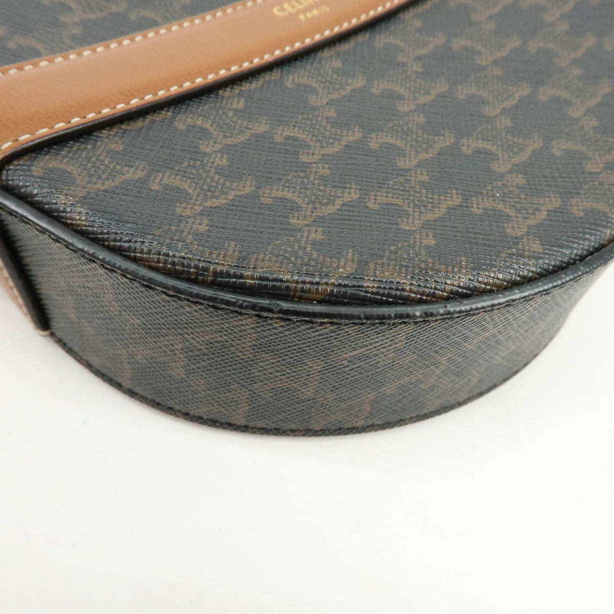 Celine Round Purse On Strap Triomphe Coated Canvas Brown Canvas Crossbody Bag Bag (Pre-Owned)