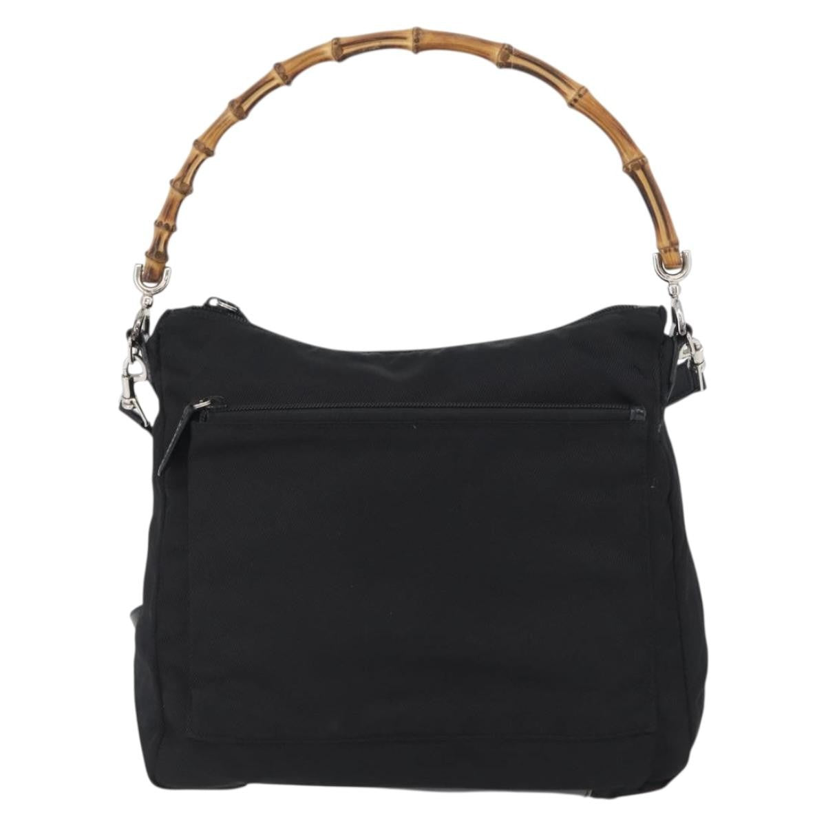 Gucci Vintage Bamboo Shoulder Nylon Black Nylon Shoulder Bag Bag (Pre-Owned)