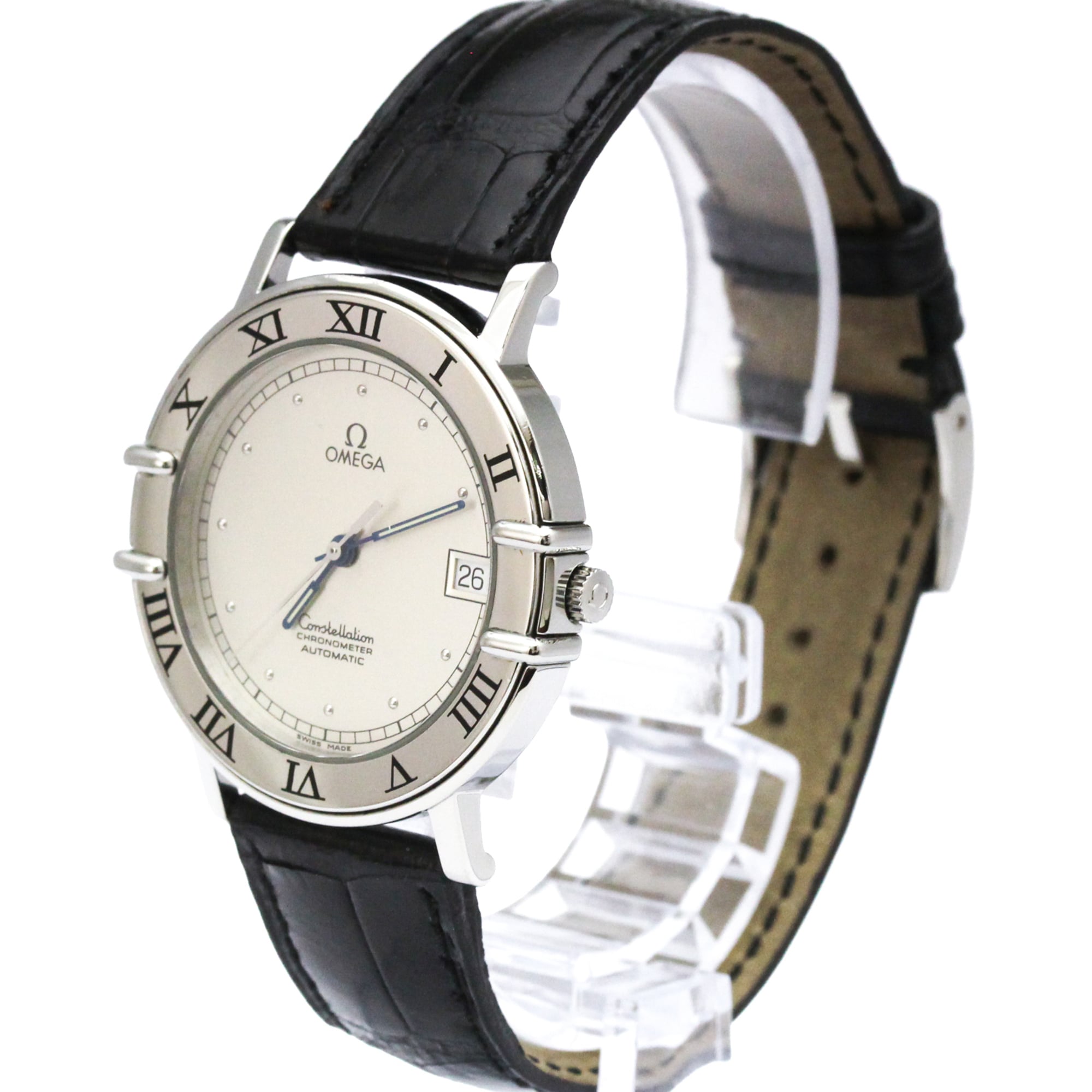 Omega Constellation Chronometer Automatic Stainless Steel And Leather Watch (Pre-Owned)
