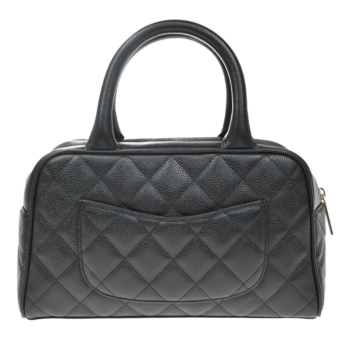Chanel Timeless Cc Bowler Quilted Caviar Black Leather Handbag (Pre-Owned)