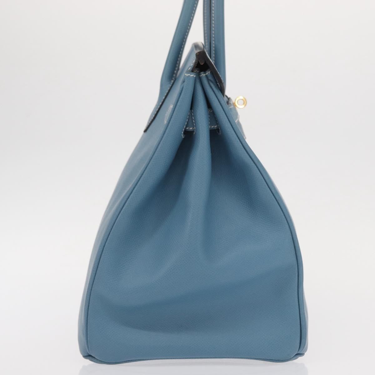 Hermes Birkin Blue Epsom With Gold Hardware Blue Leather Handbag (Pre-Owned)