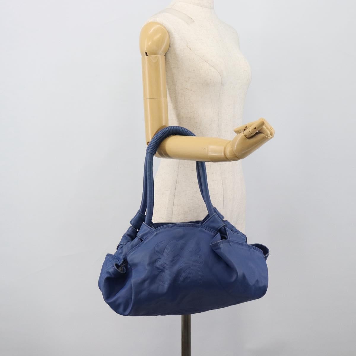 Loewe Anagram Logo Nappa Aire Hand Leather Blue Leather Handbag (Pre-Owned)