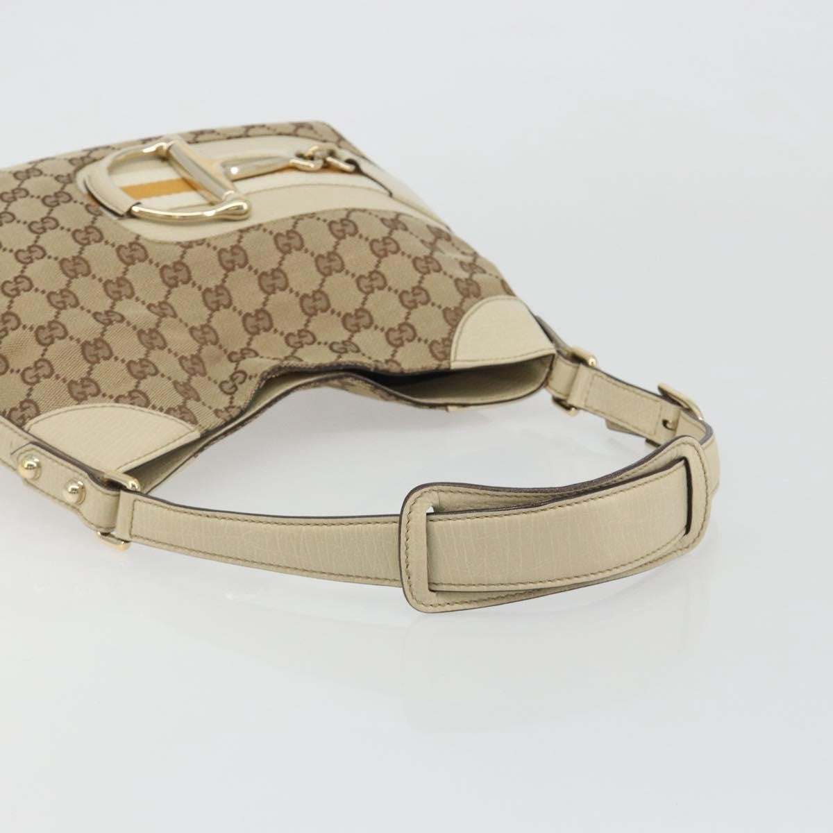 Gucci Hasler Hobo Gg Canvas Beige Canvas Shoulder Bag Bag (Pre-Owned)