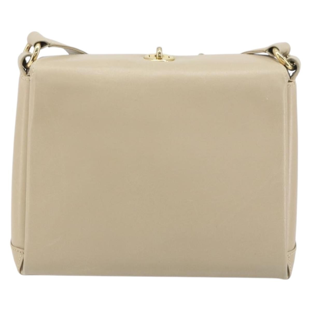Gucci Vintage Convertible Box Leather Beige Leather Handbag (Pre-Owned)