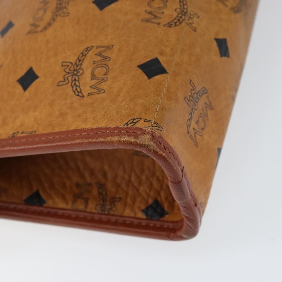 MCM Visetos Pvc Brown Canvas Clutche & Pouche Bag (Pre-Owned)