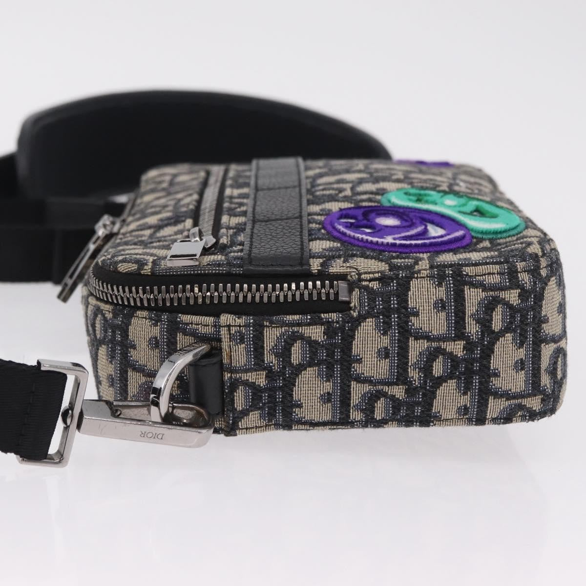 Christian Dior Kenny Scharf Safari Messenger Oblique Canvas With Applique Navy Canvas Handbag (Pre-Owned)