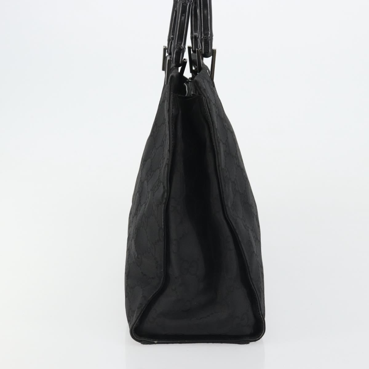 Gucci Vintage Bamboo Handle Tote Gg Canvas Black Canvas Tote Bag Bag (Pre-Owned)