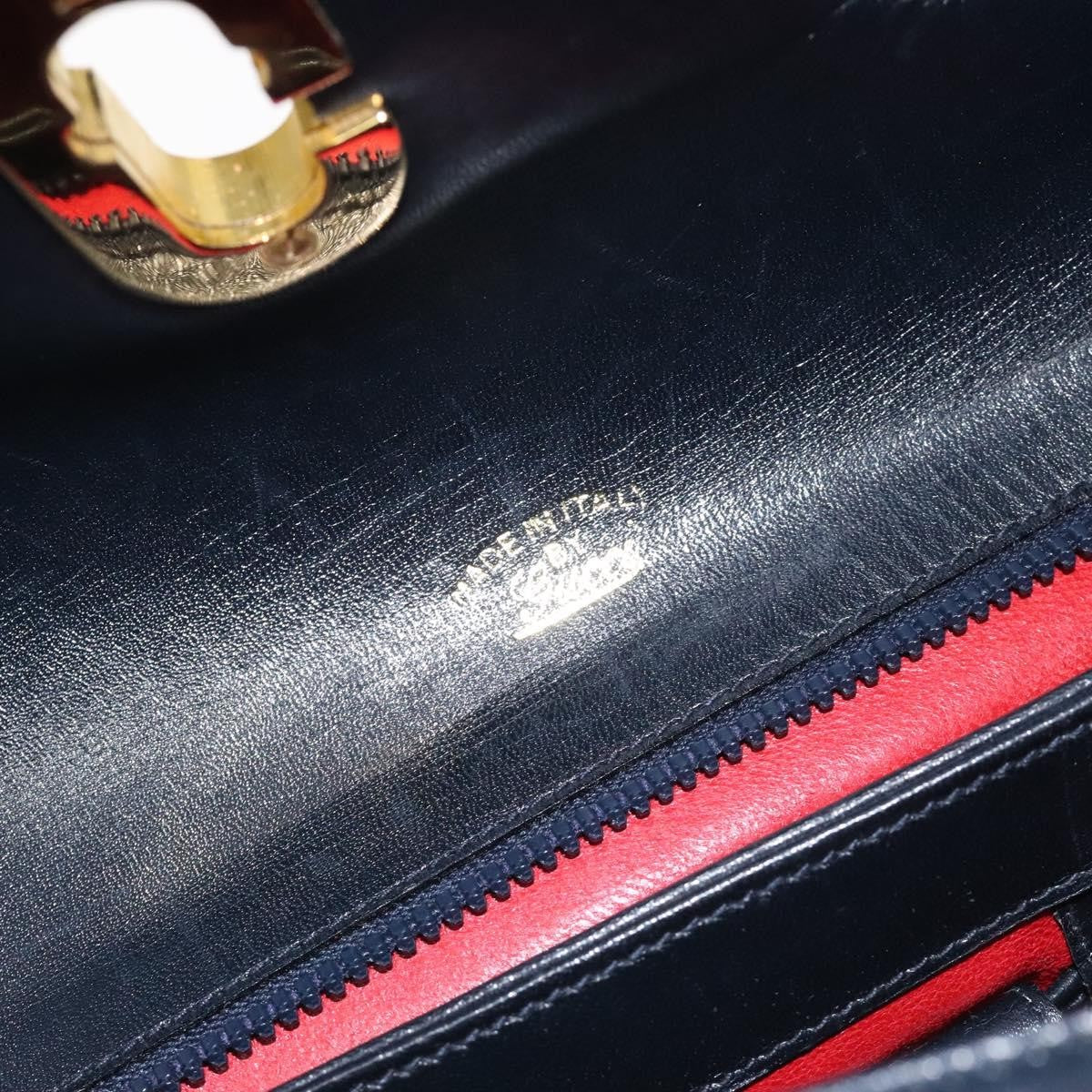 Gucci Vintage Leather Navy Leather Handbag (Pre-Owned)