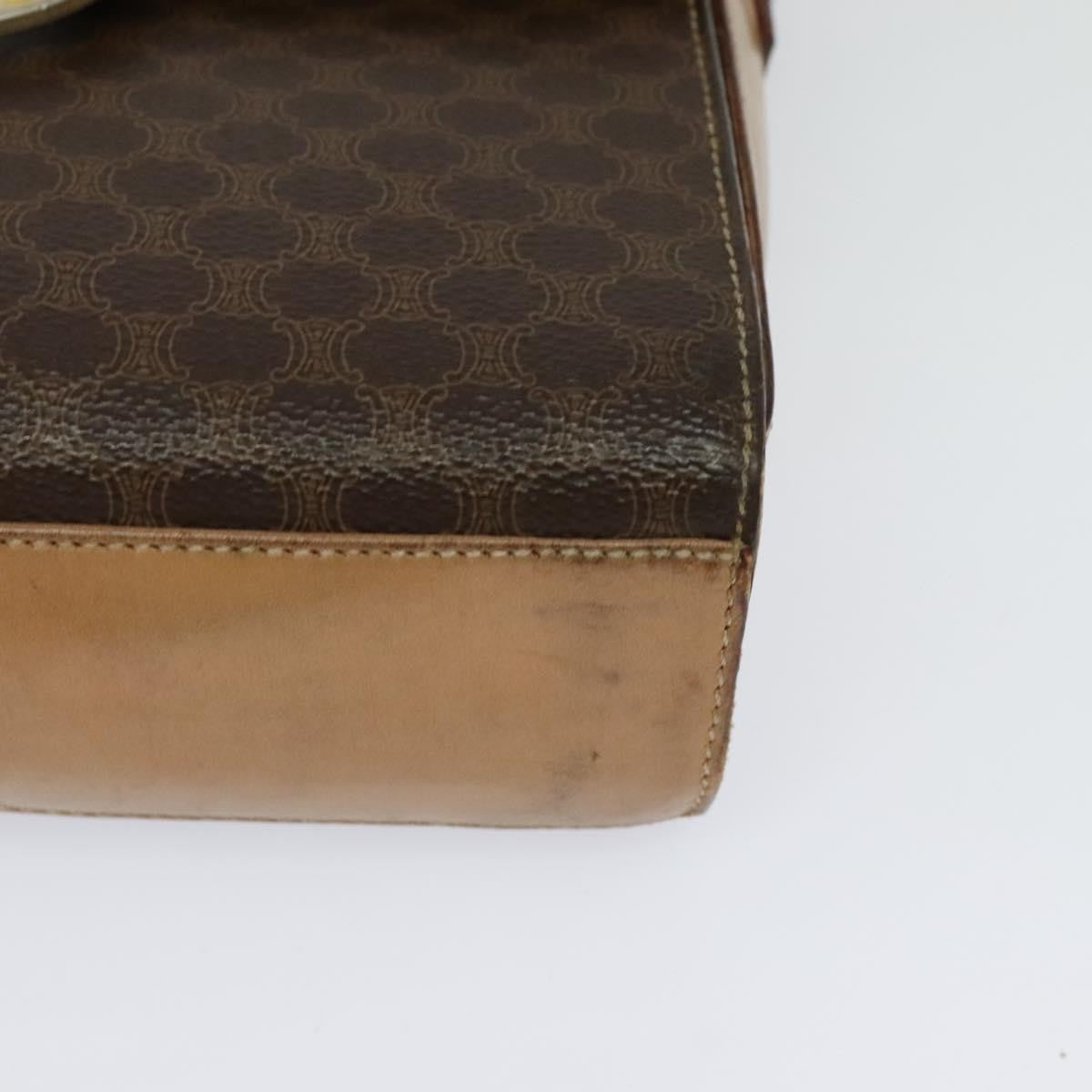 Celine Vintage Macadam Circle Logo Canvas And Leather Brown Canvas Shoulder Bag Bag (Pre-Owned)