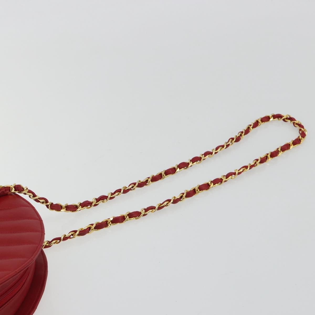 Chanel Vintage Chain Evening Mixed Quilt Lambskin Red Leather Clutche & Pouche Bag (Pre-Owned)